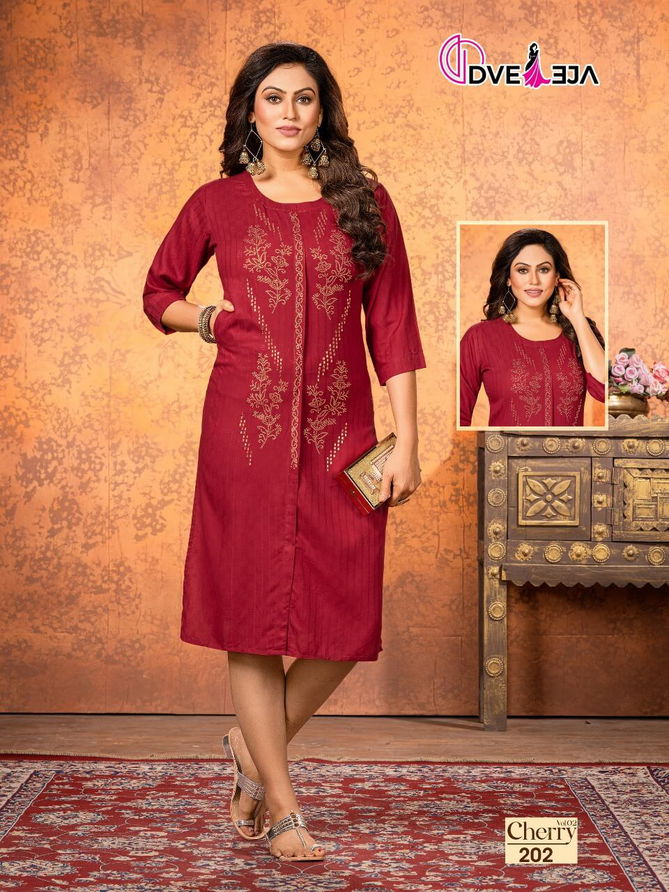 Dveeja Cherry 2 Rayon Fancy Regular Wear Designer Kurti Collection